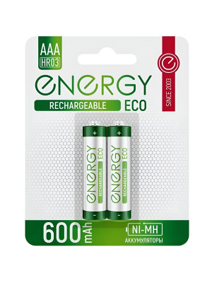 Аккумулятор NiMh ААA 600 Amh упак 2 шт Eco Energy