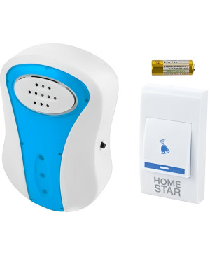 Звонок электрический беспроводной HomeStar HS-0105 с 32 мелодиями бело-голубой