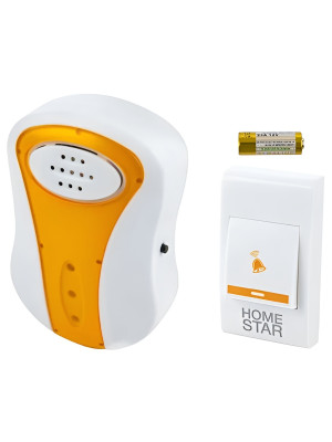 Звонок электрический беспроводной HomeStar HS-0105 с 32 мелодиями бело-оранжевый