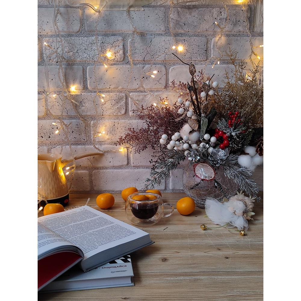 Гирлянда светодиодная 1,5х1 м 96 LED 230 В дождь теплый белый Neon-night