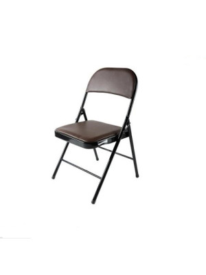 Стул металлический складной Baizheng 76×46×44 см, винилискожа, коричневый