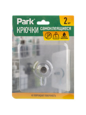 Крючок пластиковый самоклеящийся 2 шт 7*7 см плоские винтовые для полок/картин до 5кг Park Крючок пластиковый самоклеящийся 2 шт 7*7 см плоские винтовые для полок/картин до 5кг Park