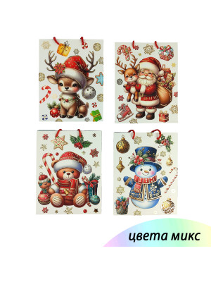 Пакет подарочный бумажный 26*32*10 см микс NP-4523 Baizheng