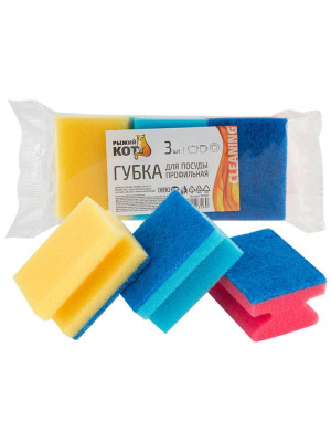 Губка поролоновая 3 шт 8*6*4 см Рыжий кот Губка поролоновая 3 шт 8*6*4 см Рыжий кот