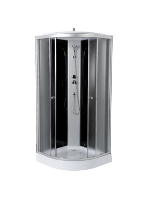 Душевая кабина 90x90x210 KNOIS KN981B1 проф серебристый матов алюминий, 1/4круга, низкий поддон