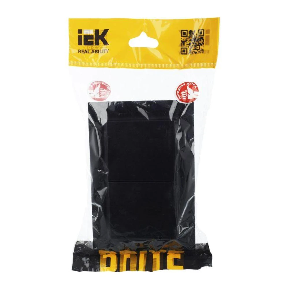 Розетка 2-м СП BRITE РСбш12-3-44-БрЧ 16А в сборе IP44 с крышкой черн. IEK BR-R26-16-44-K02-F