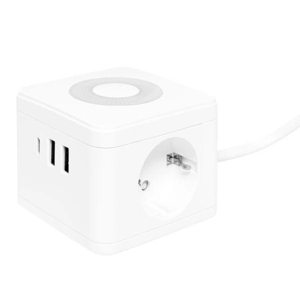 Удлинитель "Куб" 2х1.3м 2USB 2.4А+Type C + Ночник 1кв.мм EKF UBA-CUB-2-TC