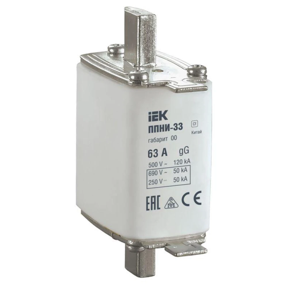 Вставка плавкая ППНИ-33 63А габарит 00 IEK DPP10-063