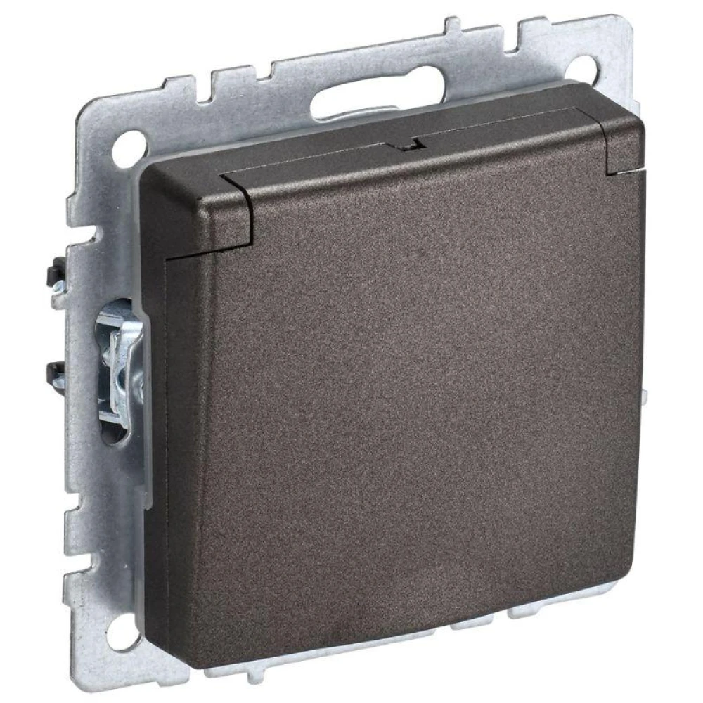 Розетка BRITE РСбш10-3-44-БрТБ 16А IP44 с заземл. защ. шторки с крышкой механизм бронза IEK BR-R16-16-44-K45