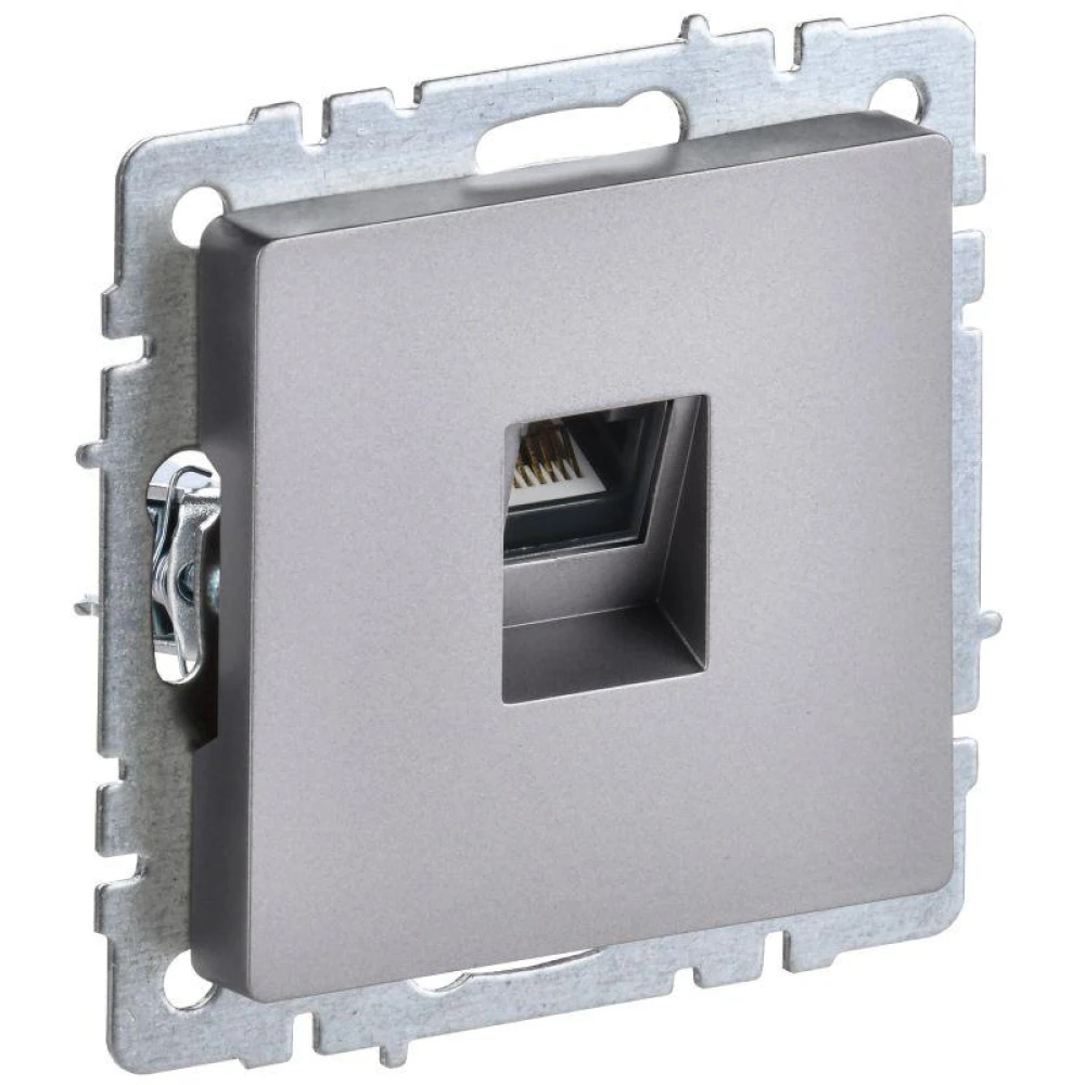 Розетка компьютерная СП RJ45 кат.6 BRITE РК11-БрС механизм сталь IEK BR-K10-2-K46