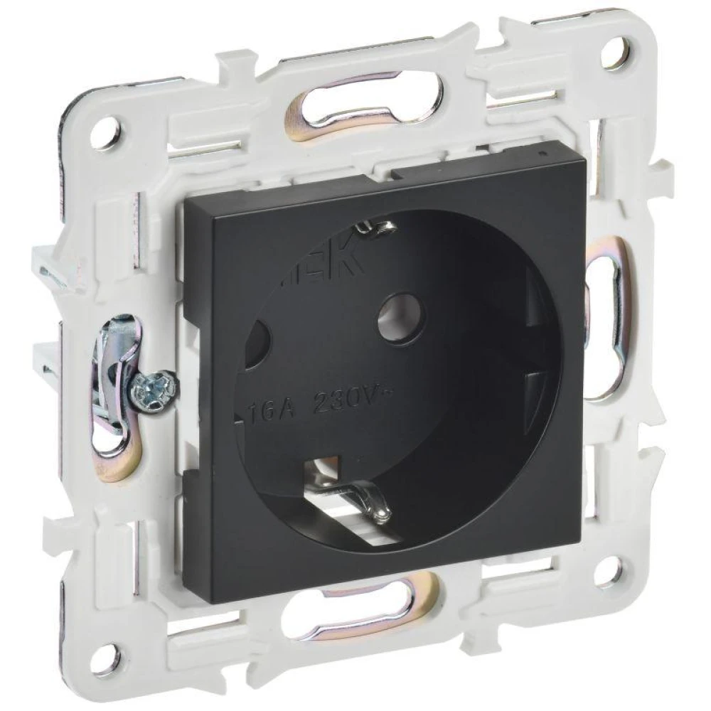 Розетка SKANDY 16А с заземл. без защ. шторок SK-R05Bl черн. IEK SK-R11-16-K02