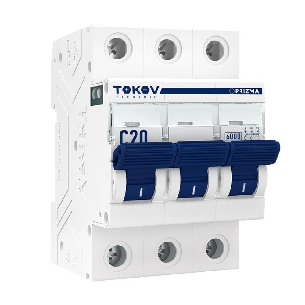 Выключатель автоматический модульный 3п C 20А 6кА PRIZMA TOKOV Electric TKE-PZ60-MCBI-3-20-C