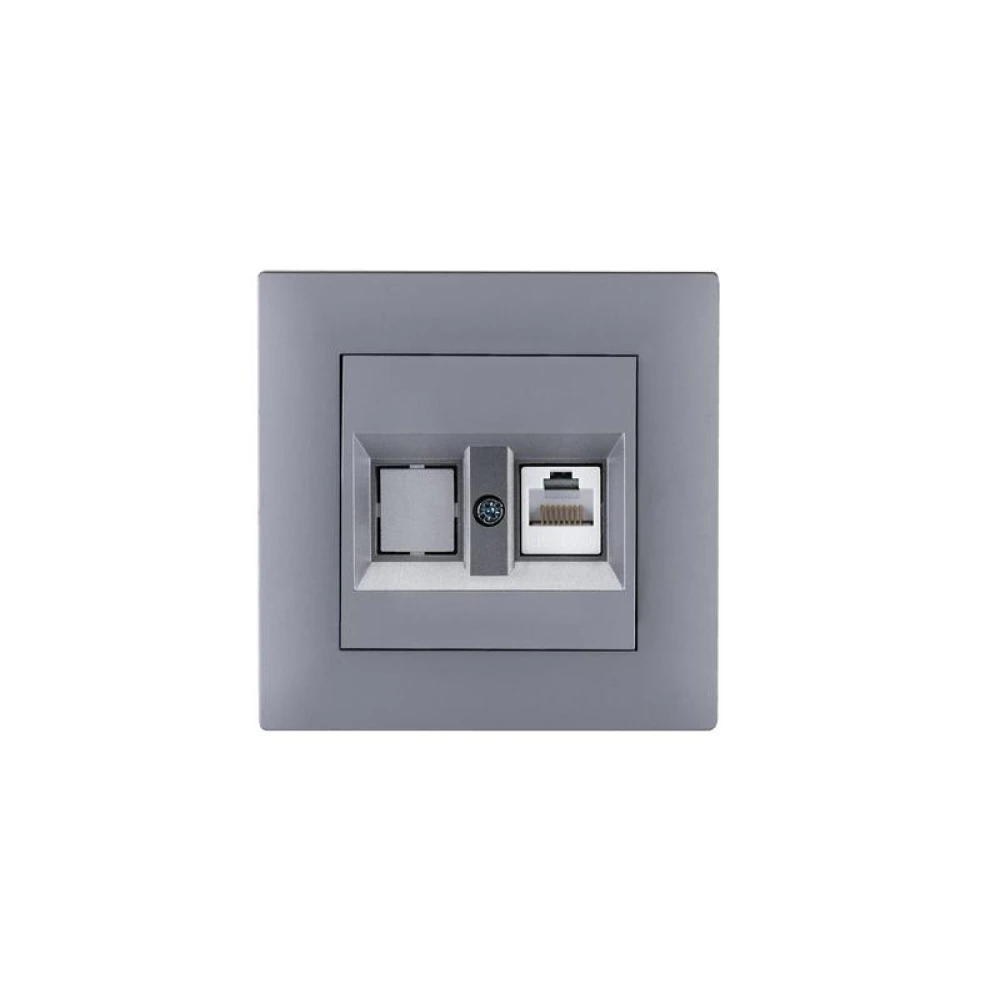 Розетка компьютерная CAT 5+гнездо KareaRIZZ STAR сер. Makel 88065035