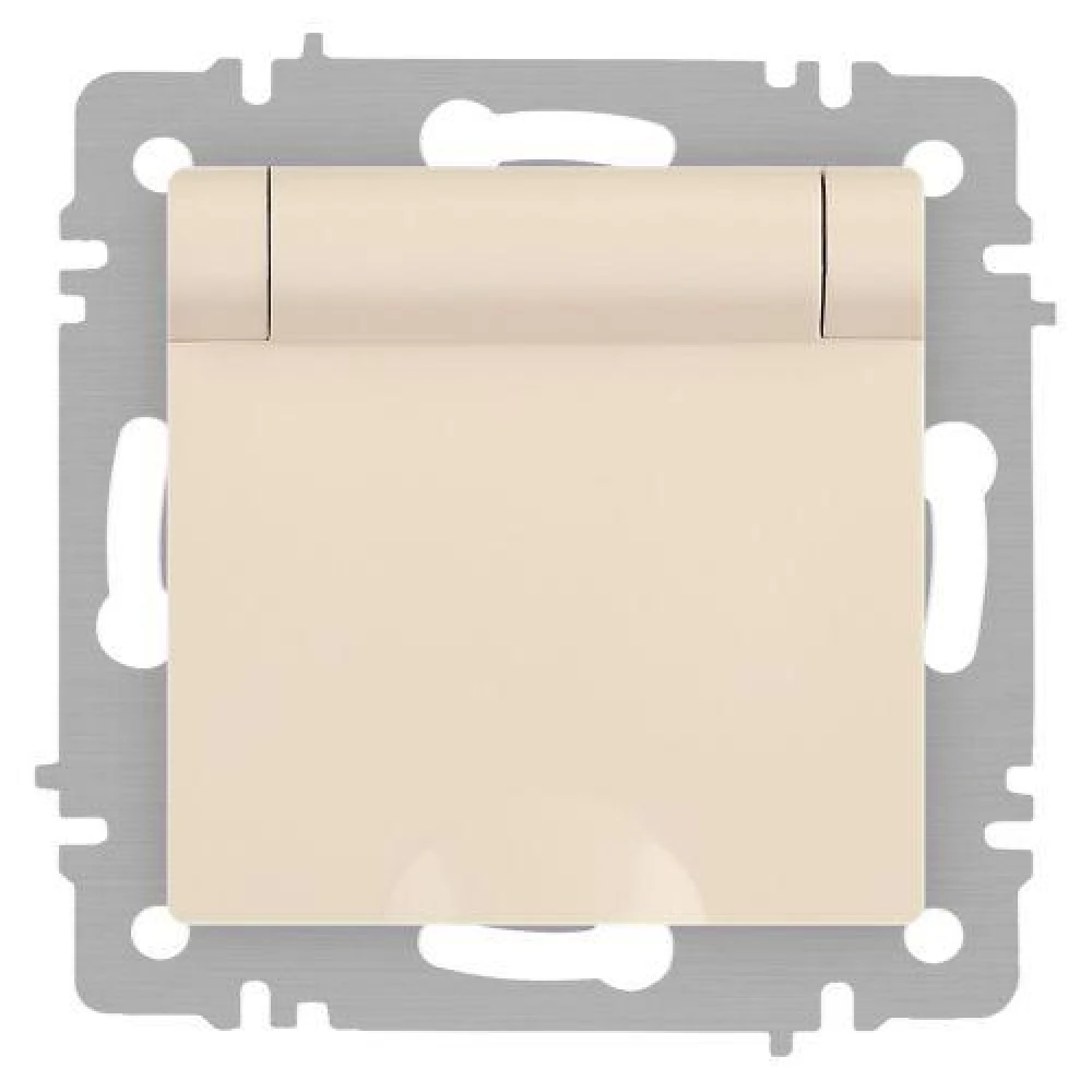 Розетка 1-м СП Accent 6-203-02 16А IP20 250В 2P+E Schuko с крышкой сл.кость Intro Б0063716