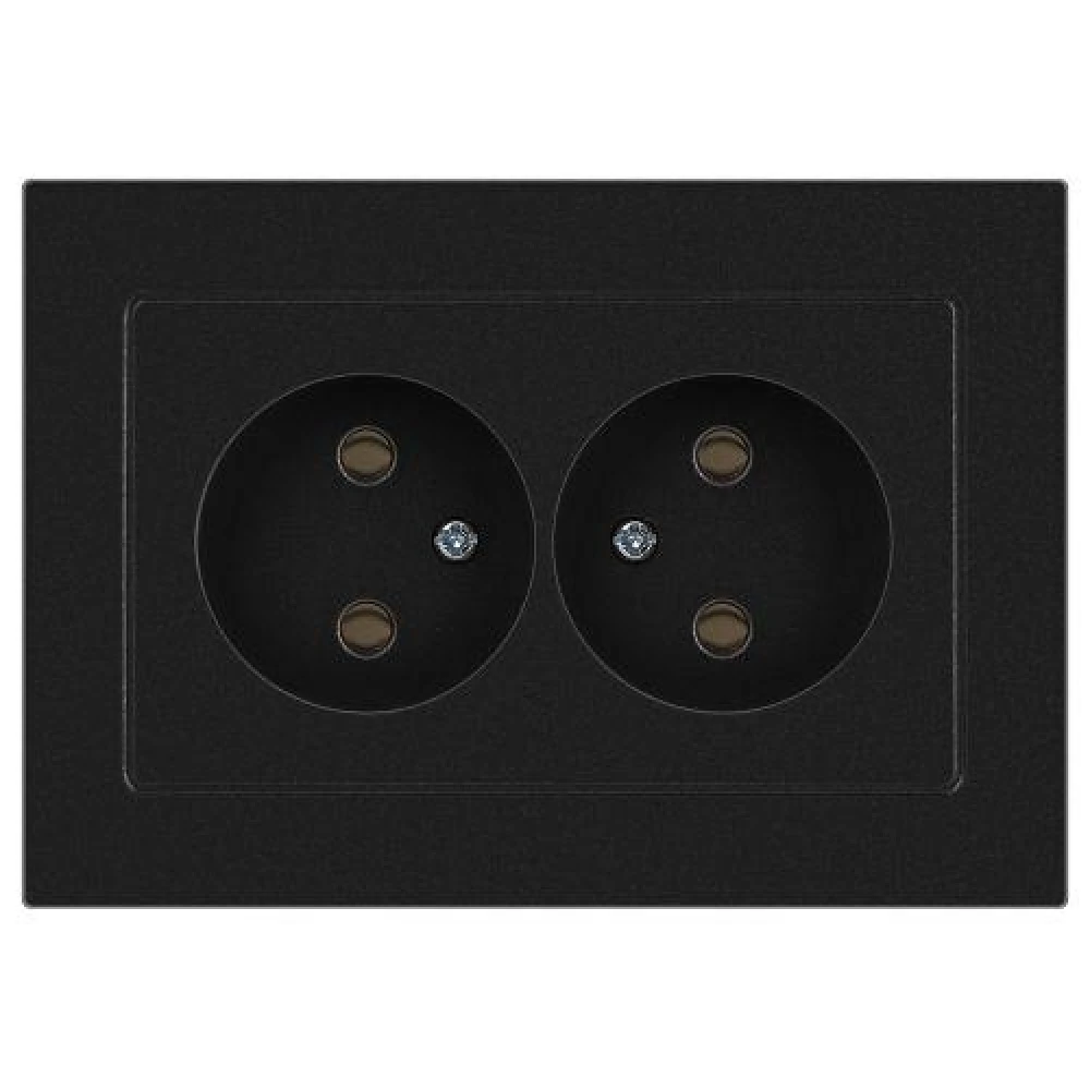 Розетка 2-м СП Accent 6-204-05 16А IP20 250В 2P AL/CU антрацит Intro Б0063465