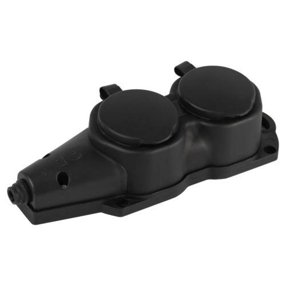 Колодка 2-м с заземл. 16A IP44 KX-2e-B-IP44 каучук. черн. Эра Б0068451