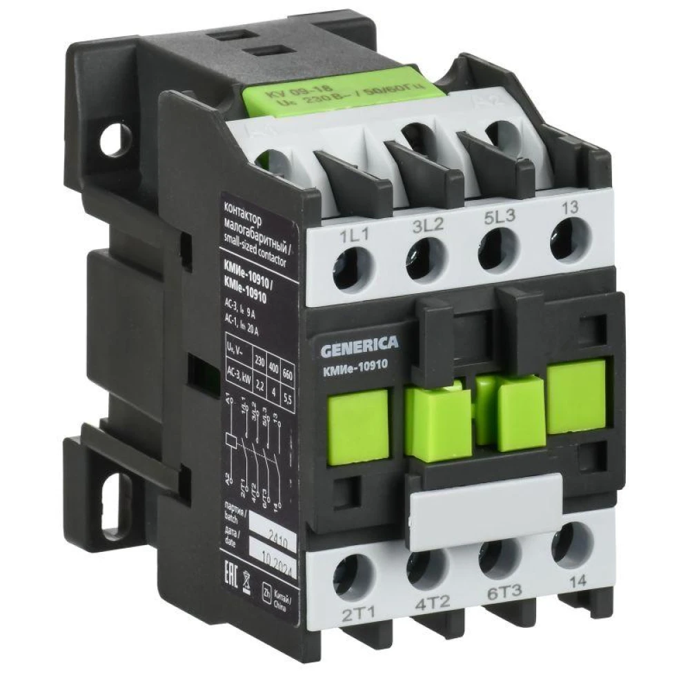 Контактор КМИе-10910 9А 110В/АС3 1НО GENERICA KKME11-009-110-10