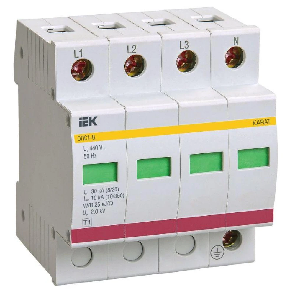 Ограничитель перенапряжения ОПС1-B 4P KARAT IEK MOP20-4-B