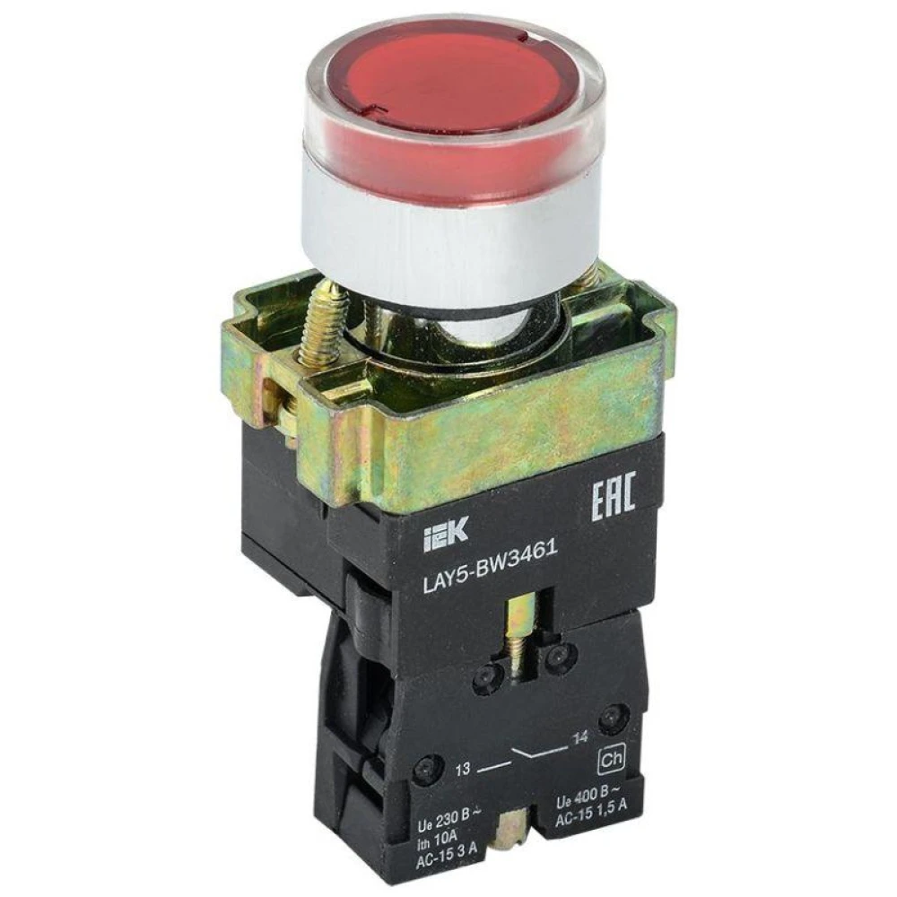 Кнопка LAY5-BW3461 1НО с подсветкой красн. KARAT IEK BBT50-BW-K04