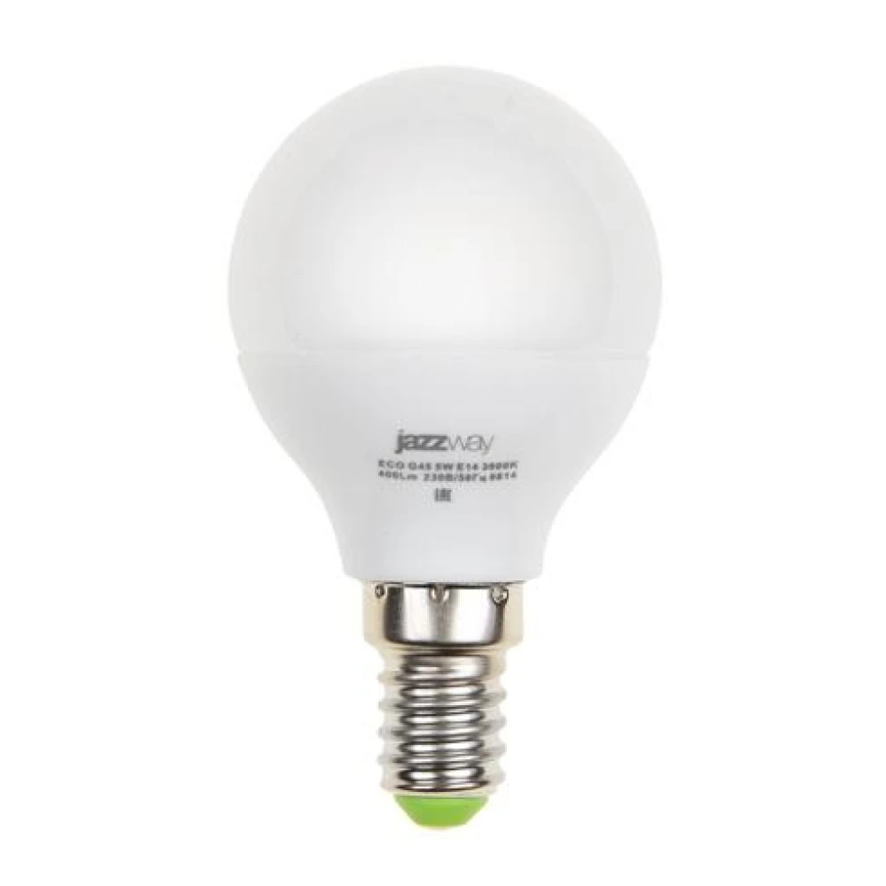 Лампа светодиодная PLED-ECO 5Вт G45 шар матовая 4000К нейтр. бел. E14 400лм 230В 50Гц JazzWay 1036926A