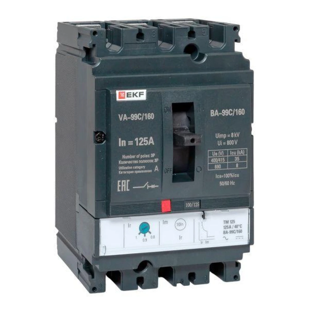 Выключатель автоматический 3п 160/125А 36кА ВА-99C Compact NS PROxima EKF mccb99C-160-125