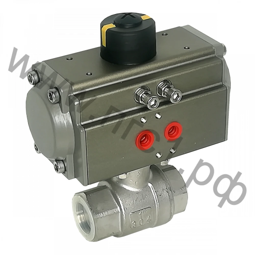 Кран шаровой нержавеющий ШК-ПГС220316-PBST052D 3/4" Ду20 двухсоставной 316 с пневмоприводом одностороннего действия