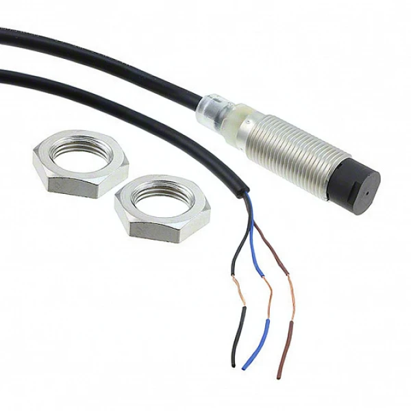 E2B-M12KN05-WP-C1 2M OMI Датчик индуктивный M12, латунь никелир., короткий корпус, незаподлицо, 5мм, NPN-НО, кабель 2м