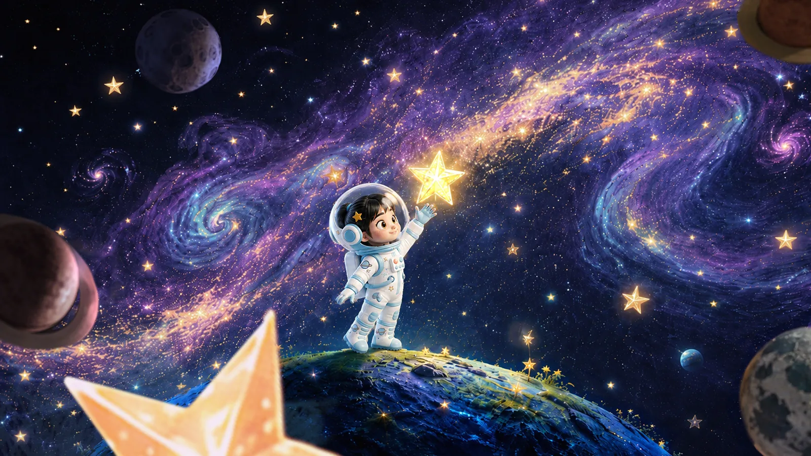 Ключевой кадр: скафандр и планеты