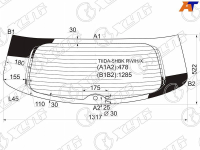 Стекло заднее (крышка багажника) с обогревом NISSAN TIIDA C11 5D HBK 2005-