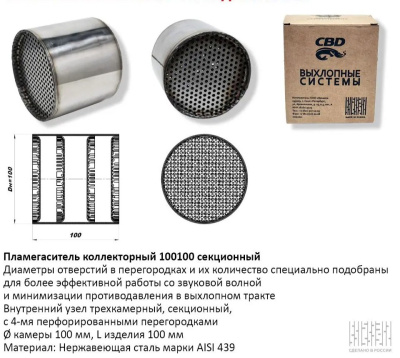 Пламегаситель коллекторный 100x100 секционный