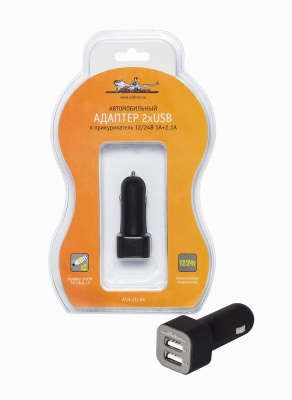 Зарядное устройство 2хUSB 1А+2.1А в прикуриватель 12/24В