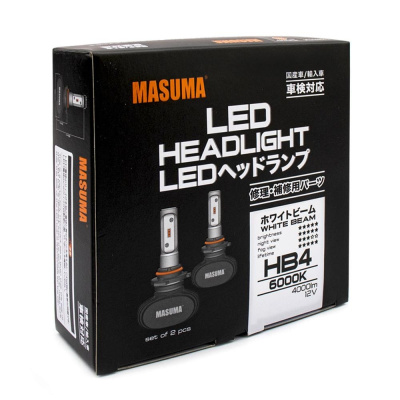 Лампа HB4 MASUMA Светодиодная LED 6000K 4000LM P22D (СЕРИЯ S1) комплект