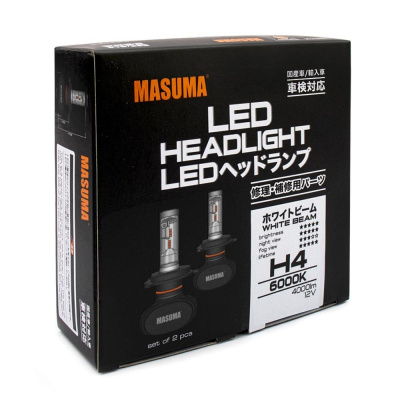 Лампа H4 MASUMA Светодиодная LED 6000K 4000LM P43T (СЕРИЯ S1) комплект