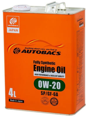 Масло AUTOBACS 0W20 Fully Synthetic SP GF6A 4л