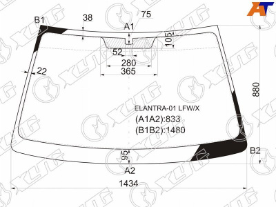 Стекло лобовое HYUNDAI ELANTRA / AVANTE 4 / 5D 00-06 / ELANTRA XD(ТагАЗ) 08-10