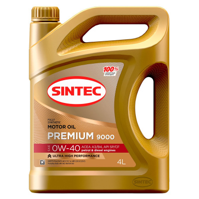 Масло SINTEC Premium 9000 0W40 A3/B4 SP/CF 4л