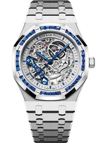 Royal Oak 41 Double Balance Wheel Openworked White Gold / Baguette Blue Sapphire