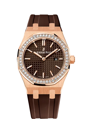 Royal Oak 67651 Quartz Pink Gold / Brown / Rubber