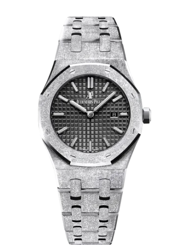 Royal Oak 67653 Quartz Frosted White Gold / Black / Bracelet
