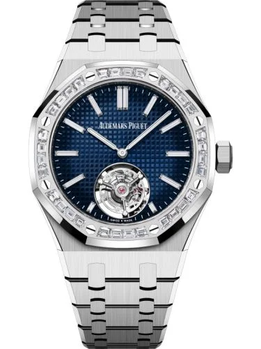 Royal Oak Extra Thin Selfwinding Flying Tourbillon RD#3 White Gold - Baguette / Blue