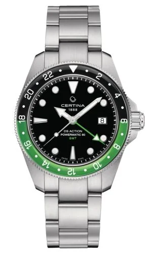DS Acition GMT Powermatic 80 Stainless Steel / Black / Bracelet