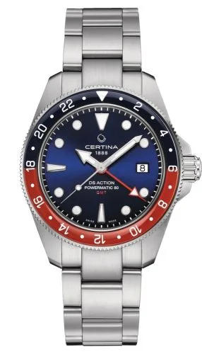 DS Acition GMT Powermatic 80 Stainless Steel / Blue / Bracelet