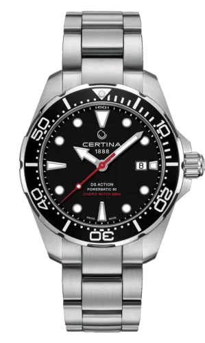 DS Action Diver Powermatic 80 Stainless Steel / Black / Bracelet