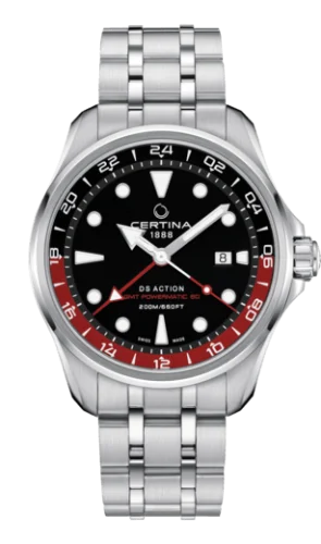 DS Action GMT Powermatic 80 Stainless Steel / Black / Bracelet