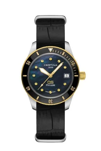 DS PH100M Lady Stainless Steel - Yellow Gold / Black MOP / NATO
