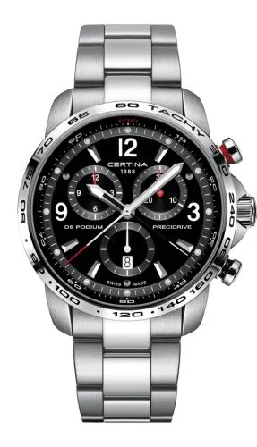 DS Podium Big Size Chrono 1/100 Sec Stainless Steel / Black / Bracelet