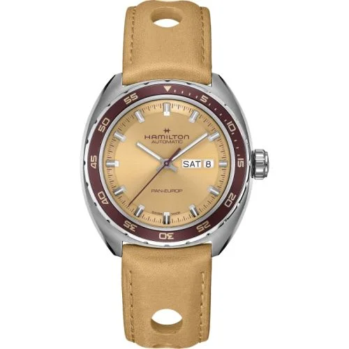 Pan Europ Day Date Auto Stainless Steel / Beige