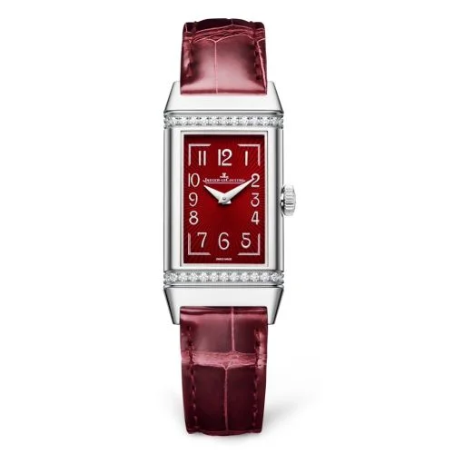 Reverso One Monoface Stainless Steel / Diamond / Red / Alligator