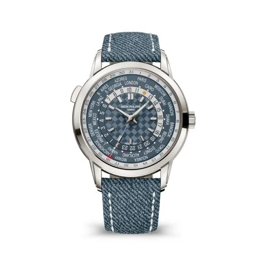 World Time Date 5330 White Gold / Blue