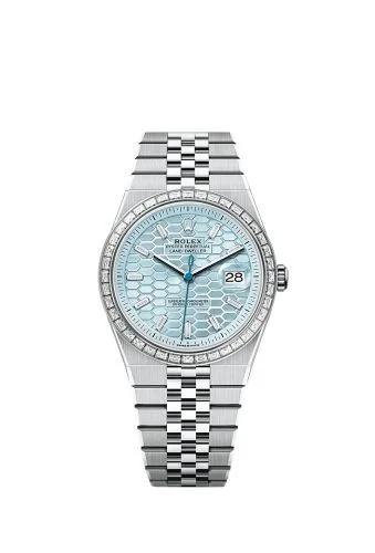 Land-Dweller 40 Platinum - Baguette / Ice Blue / Flat Jubilee